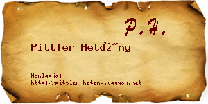 Pittler Hetény névjegykártya